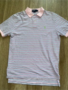 Ralph Lauren Pink Striped Polo with Navy & White Stripes